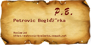 Petrovic Boglárka névjegykártya